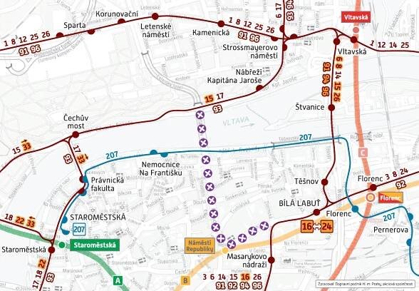 Omezení a mimořádné události: Oblast náměstí Republiky: dočasné přerušení provozu tramvají | Dopravní podnik hl. m. Prahy