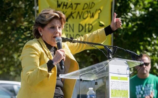 Attorney Gloria Allred speaks at a rally in support of survivors of Jeffrey Epstein and Ghislaine Maxwell on Capitol Hill, Wednesday, Sept. 3, 2025, in Washington