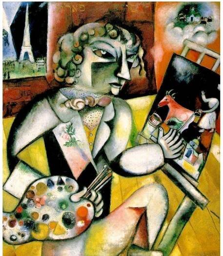 Figure 28. Marc Chagall, Se/#Portrait with Seven Fingers, 1912. Oil on canvas. Stedelijk Museum, Amsterdam. 