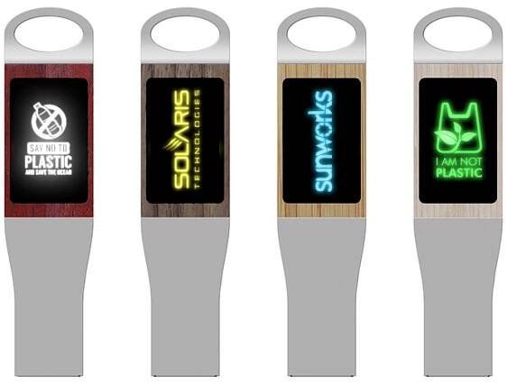 Mini USB flash disk 2.0/3.0 s LED logem, kov a dřevo | Société s.r.o.