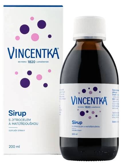 Vincentka Sirup s jitrocelem a mateřídouškou 200 ml