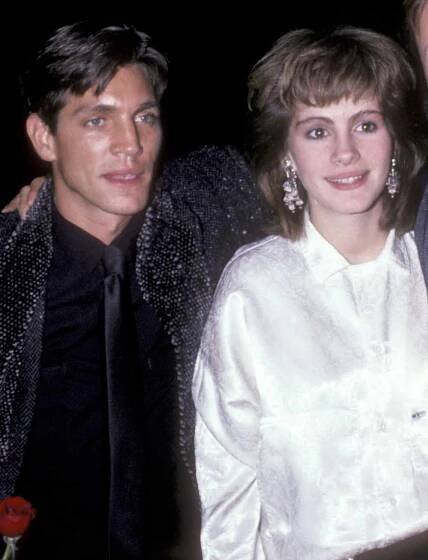 Eric Roberts and Julia Roberts attend the "Runaway Train" Premiere Party on December 4, 1985 in New York City.