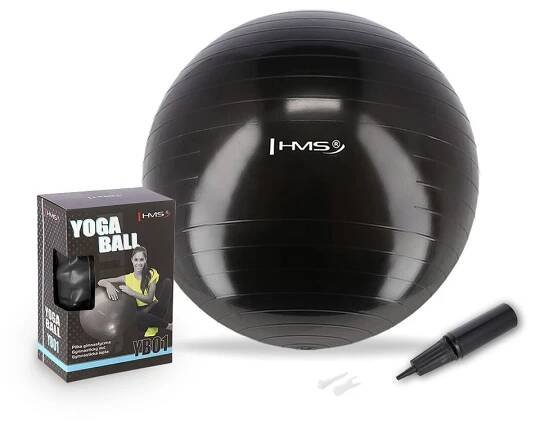 HMS YB01 NEW 75CM BLACK GYMNASTICKÝ MÍČ S PUMPIČKOU