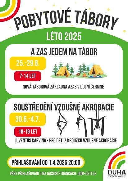 Pobytové tábory 2025 | DDM DUHA - ÚSTÍ NAD ORLICÍ