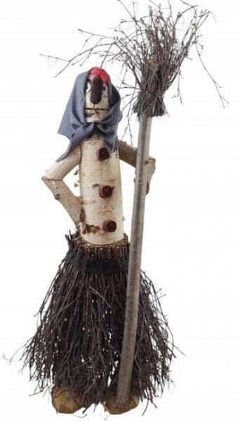 Dřevěná zahradní figurka BABA JAGA ČARODĚJNICE z břízy 70 cm