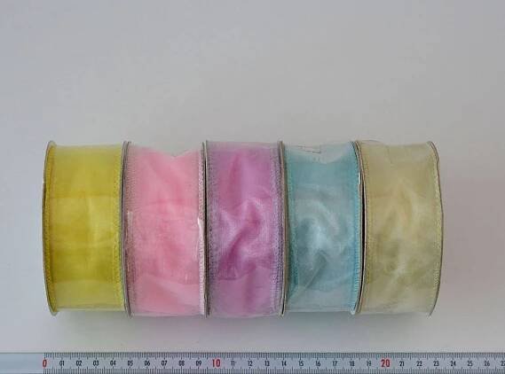 Stuha pastelová organza 4 cm, délka 9 m | svicky.net