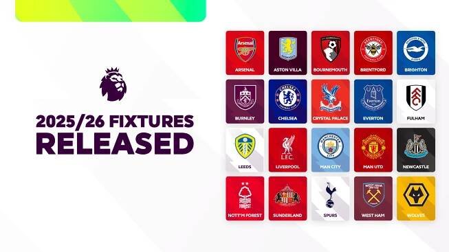 All 380 fixtures for 2025/26 Premier League season