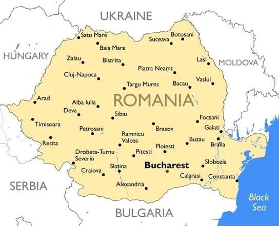 Rumunsko mapa | Vektorová mapa Rumunsko detailní barev — Ilustrace