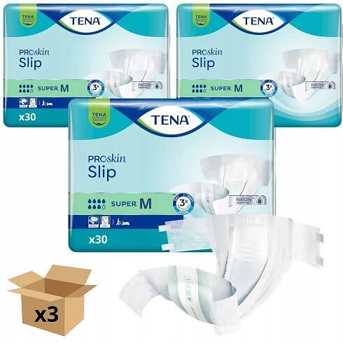 TENA Slip Super M 3x30 ks – Superabsorpční plenky pro dospělé, seniory