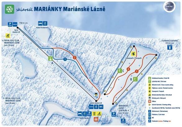 Mariánské Lázně - mapa sjezdovek