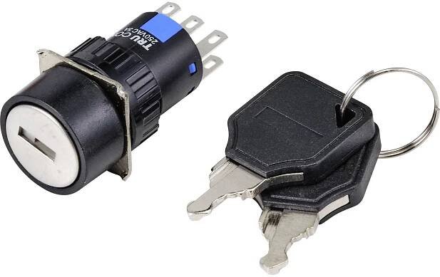 TRU COMPONENTS, TC-9219060 klíčový spínač, 16 mm, 250 V/AC, 3 A, 1 ks