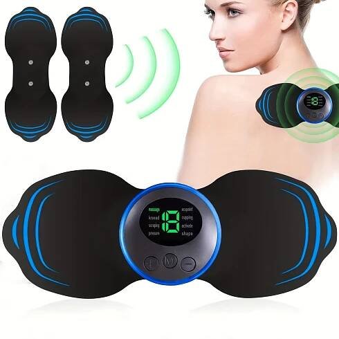 EMS Mini Massage Pad, Mini Neck Massager, Rechargeable for Neck, Shoulder, Leg