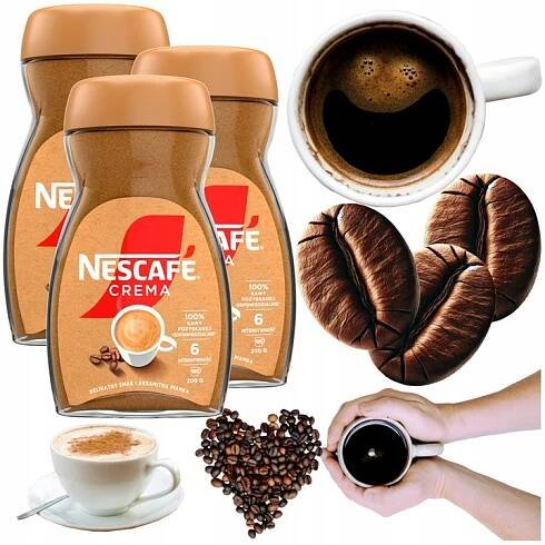Káva rozpustná Nescafe Crema 200 g 3 x sklenice sada 3 balení kávy