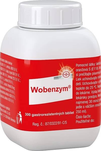 Wobenzym liek s enzýmami 300 enterosolventných tabliet 1×300 tbl, liek obsahujúci enzýmy