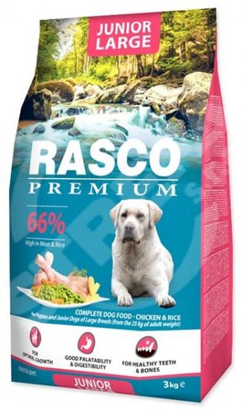Krmivo Rasco Premium Junior Large kuře s rýží 3kg | strefa.cz