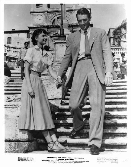 Audrey Hepburn on set of the film Roman Holiday