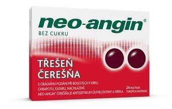 NEO-ANGIN Bez cukru třešeň rozpustné pastilky ústech 24 kusů (Přípravky na bolest v krku) - Vícesložkové