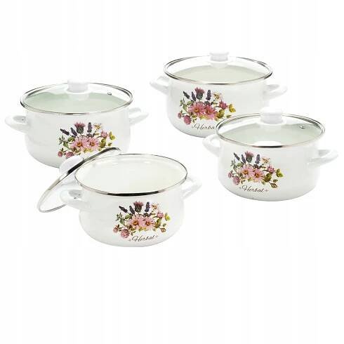 Sada SMALTOVANÝCH HRNCŮ 4 kusy s víkem HRNEC RETRO Herbal Tadar od 925 Kč - Heureka.cz