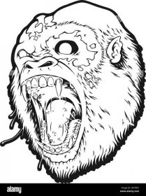 Spooky angry roar monster zombie gorilla logo illustrations monochrome ...