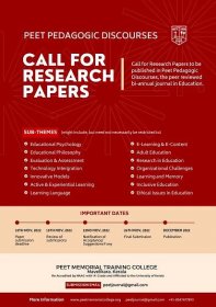 Call for Research Papers – Peet Memorial Training College