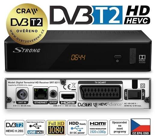 DVB-T přijímač STRONG SRT 8211 HD 648 Kč