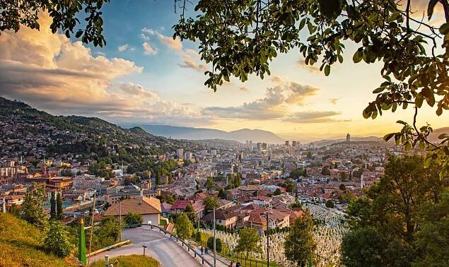 Sunset view of Sarajevo, Bosnia