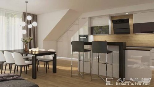 Kuchyně s obývacím pokojem – Návrhy a realizace interiérů Alnus
