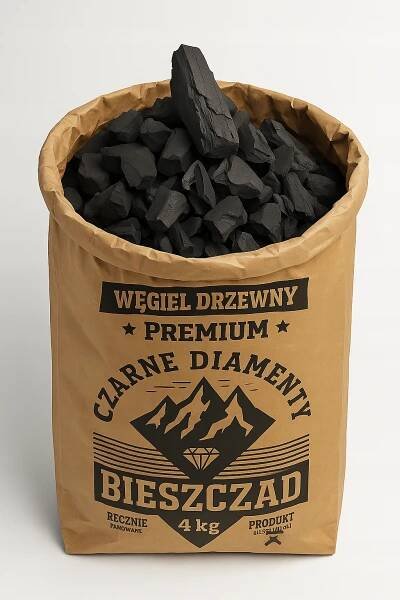 Dřevěné uhlí pro gril 12 kg Bieszczad Černé Diamanty Premium pro grilování Počet kusů v balení 3 ks.