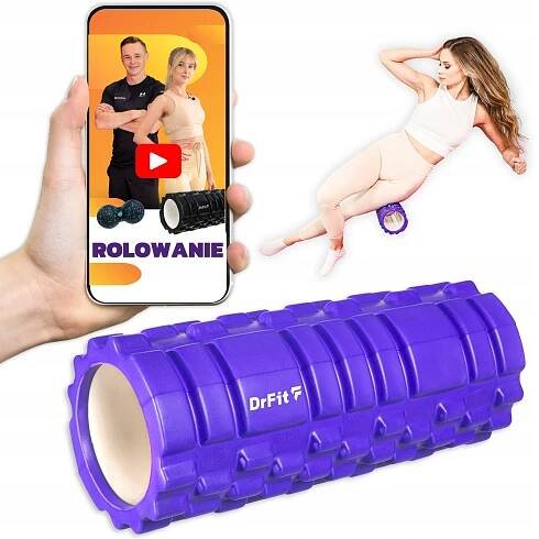 Masážní váleček Roller s výstupky Jóga Rehabilitace Fialová Odolný DrFit