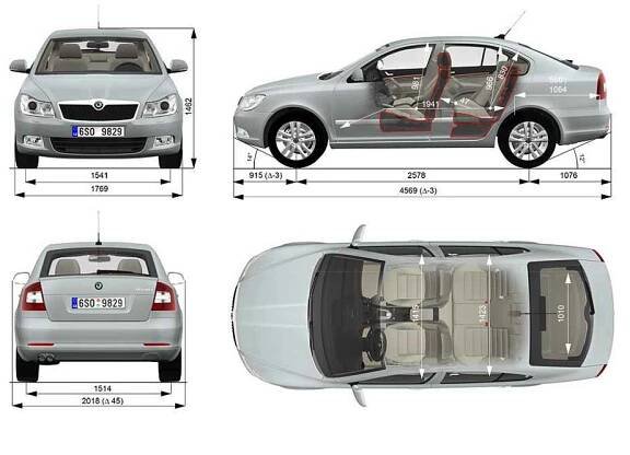 Octavia 2 rozměry vozu Škoda Octavia II