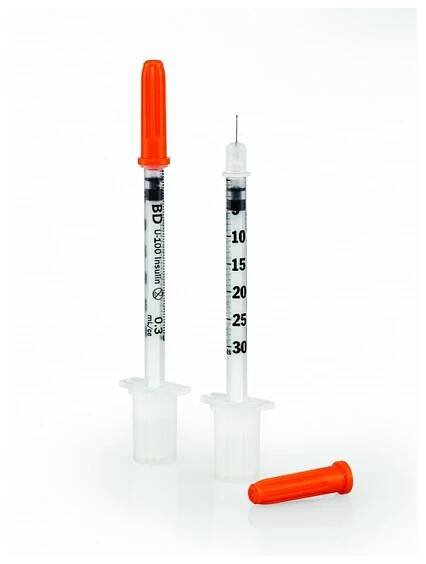 BD Diagnostics Micro-Fine Plus sterilní inzulínové stříkačky 0,3 ml U -100 S 30 G x 8 mm 100 ks