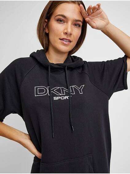 Černé dámské mikinové šaty s kapucí DKNY | Modio.cz