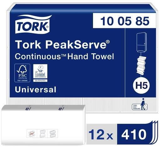 TORK 100585 PeakServe® papírové utěrky, skládané (d x š) 22.5 cm x 20.1 cm bílá 4920 ks