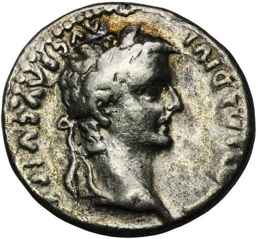 Roman Imperial, Tiberius, Denarius - RARE, Tribute Penny