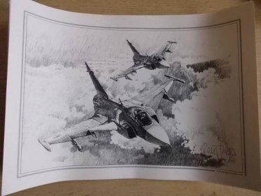 Grafický autor list Pavel Rampir Military zbran  letadlo stihačka Grip - Sběratelství