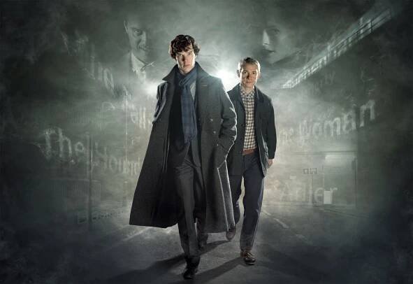 Benedict Cumberbatch jako Sherlock Holmes v seriálu Sherlock.