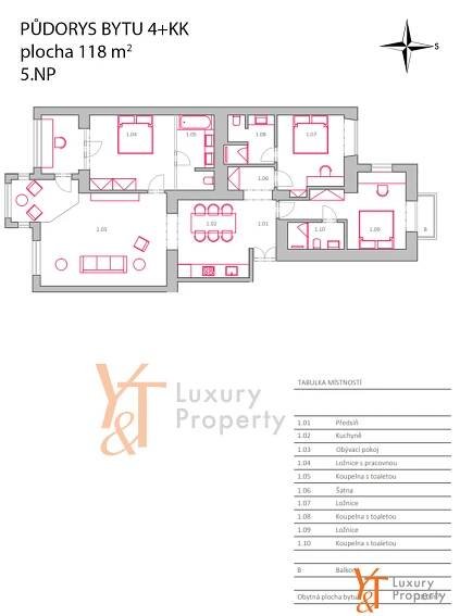 Pronájem bytu 4+kk, Praha 1 - 118 m2 | Y&T Luxury Property