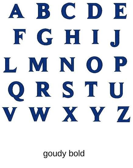 Výšivka monogram dvě písmena Allegra script Goudy bold