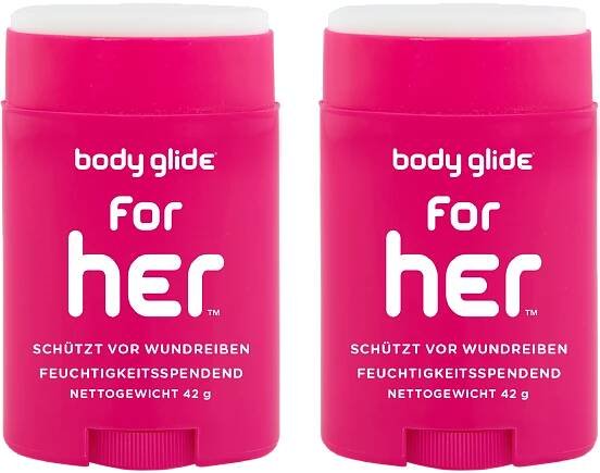 #inhalt_sparpack (2x42 Gramm) Body Glide For Her Sparpack Anti-Scheuer-Stick Oberschenkel Schutz Wundreibung