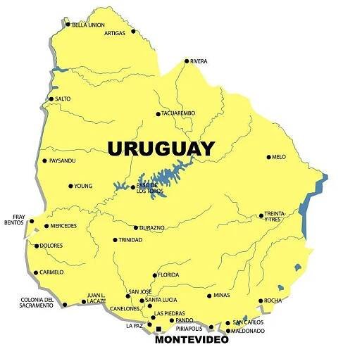 Uruguay řeky mapa - mapa Uruguay river (Jižní Amerika - Amerika)