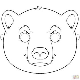 Maska ledního medvěda omalovánka | Omalovánky k Vytisknutí Zdarma