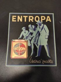 Stará originální papírová cedule ENTROPA  - Starožitnosti
