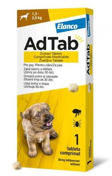 Adtab Pro Psy 56mg žvýkací Tbl. (1,3-2,5kg) 1tbl
