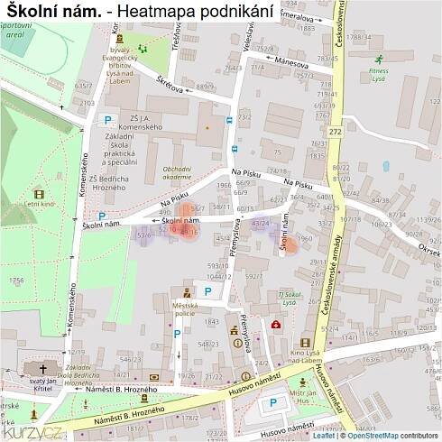 Mapa Školní nám. - Firmy v ulici.