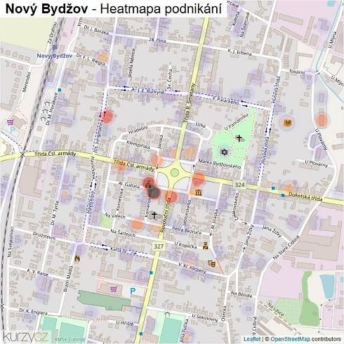 Mapa Nový Bydžov - Firmy v obci.