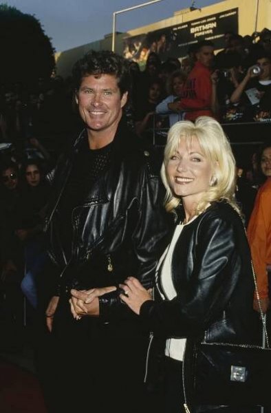 David Hasselhoff and wife Pamela Bach attending 'Batman Forever' premiere at Mann's Village Theater in Los Angeles, CA, 9th June 1995