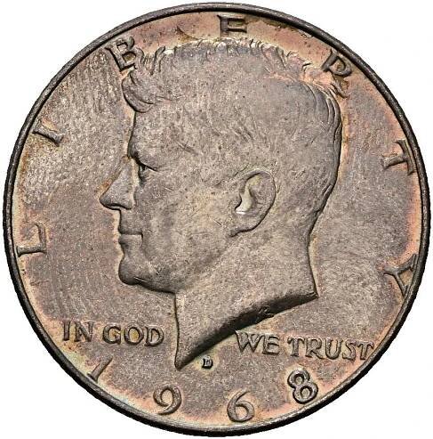 1/2 Dolar 1968 D, Kennedy half Dollar - Numismatika