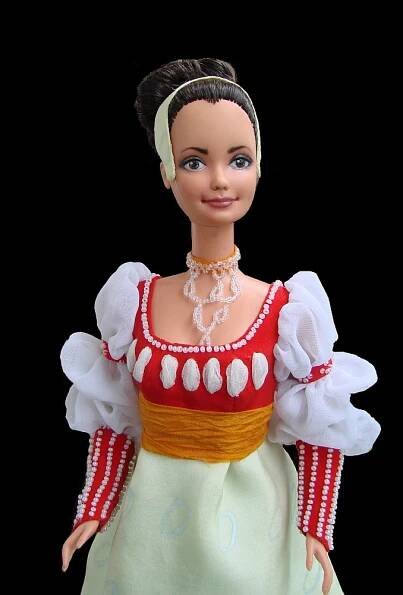 Dora z filmu Tři oříšky pro Popelku - plesové šaty pro 12" panenku Barbie