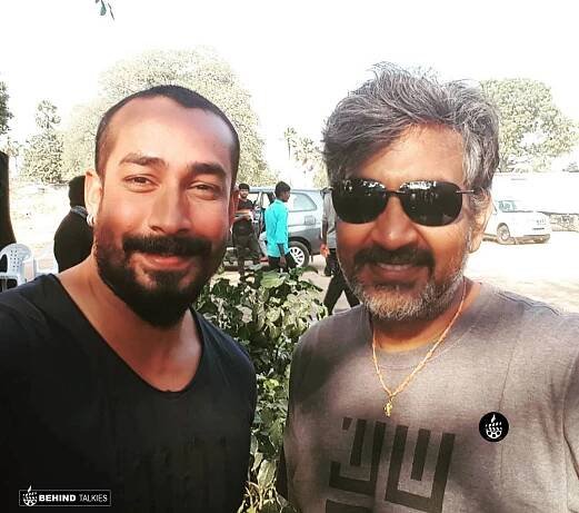 Actor Amit Tiwari with Bahuballi Fame Director Rajamouli