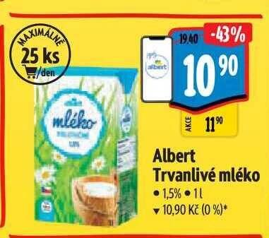 Albert Trvanlivé mléko 1 l
